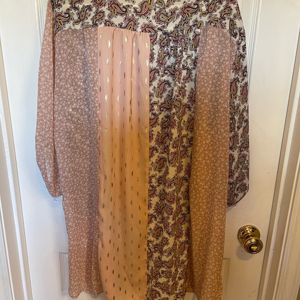 Bohemian Patchwork Button-Up Blouse Size 1xl - image 4